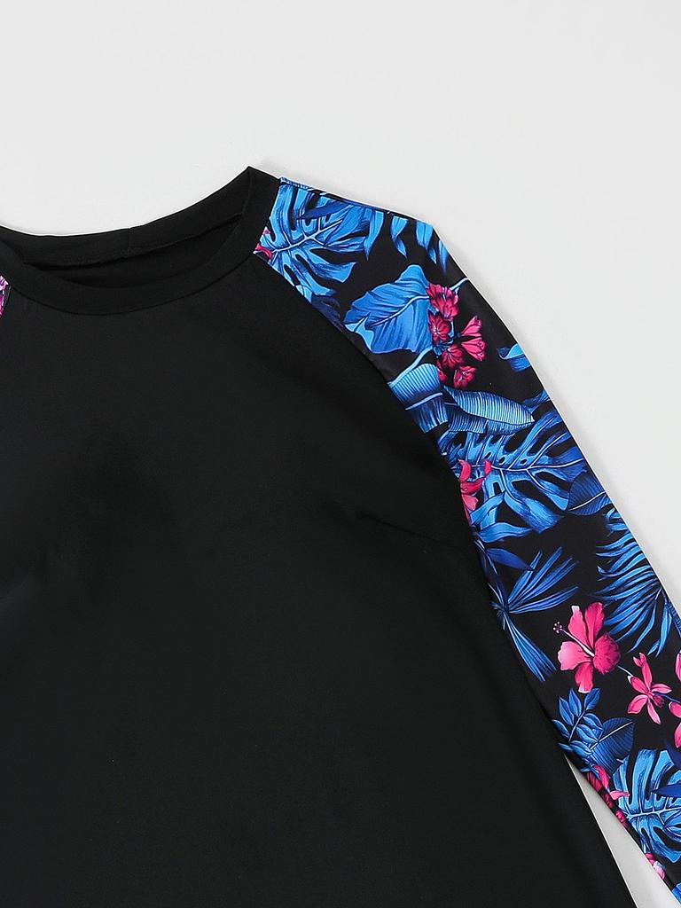 2024 Women's Plus Size Long-Sleeve Split Tankini Surf Swimsuit
