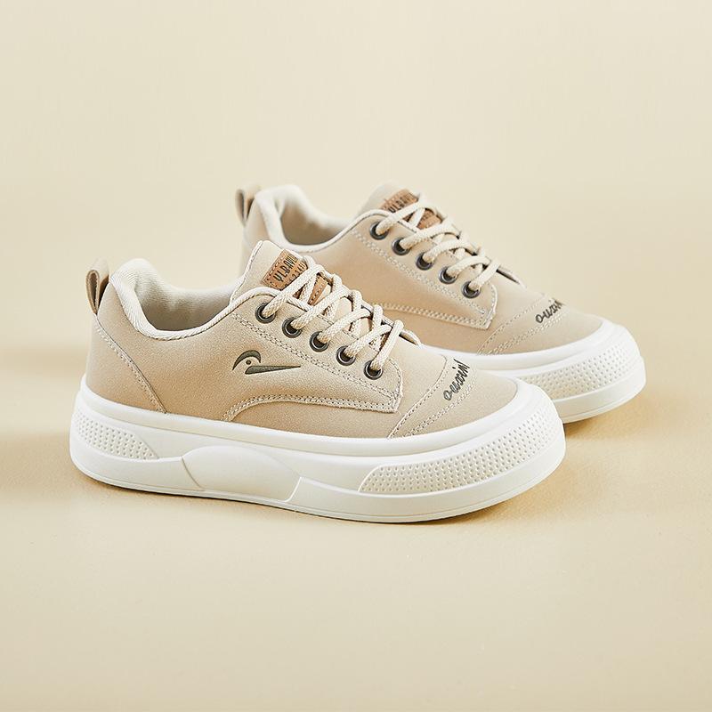 Spring student versatile little white board shoes women's niche plain platform casual shoes retro simple sports shoes