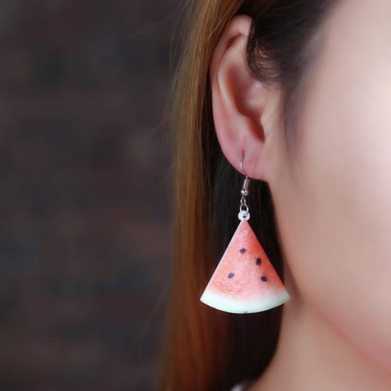 Sweet Fruit Watermelon Strawberry Dangle Women Ear Hook Earrings Party Jewelry