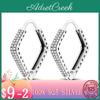 Luxury Rhombus Pave Shimmering Square Zircon Hoop Earrings For Women Girl Female Silver Color Fashion Korean Jewelry New