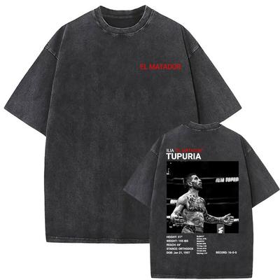 Limited Ilia Topuria El Matador Cover T Shirts Men Women Fashion Gothic Vintage Washed T-shirts Summer Tops Short Sleeve T-shirt
