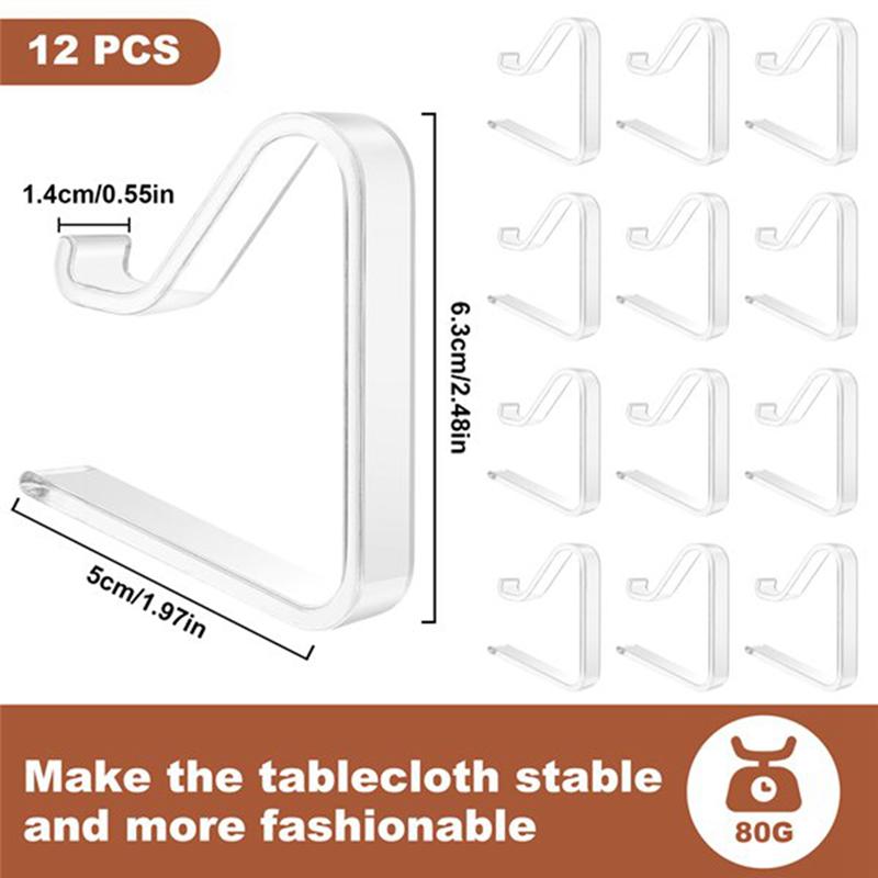 A44Z-12 Pieces Transparent Tablecloth Clips, Table Cloth Clips,Windproof Table Cover Holder Clamps.Table Cloth Holder