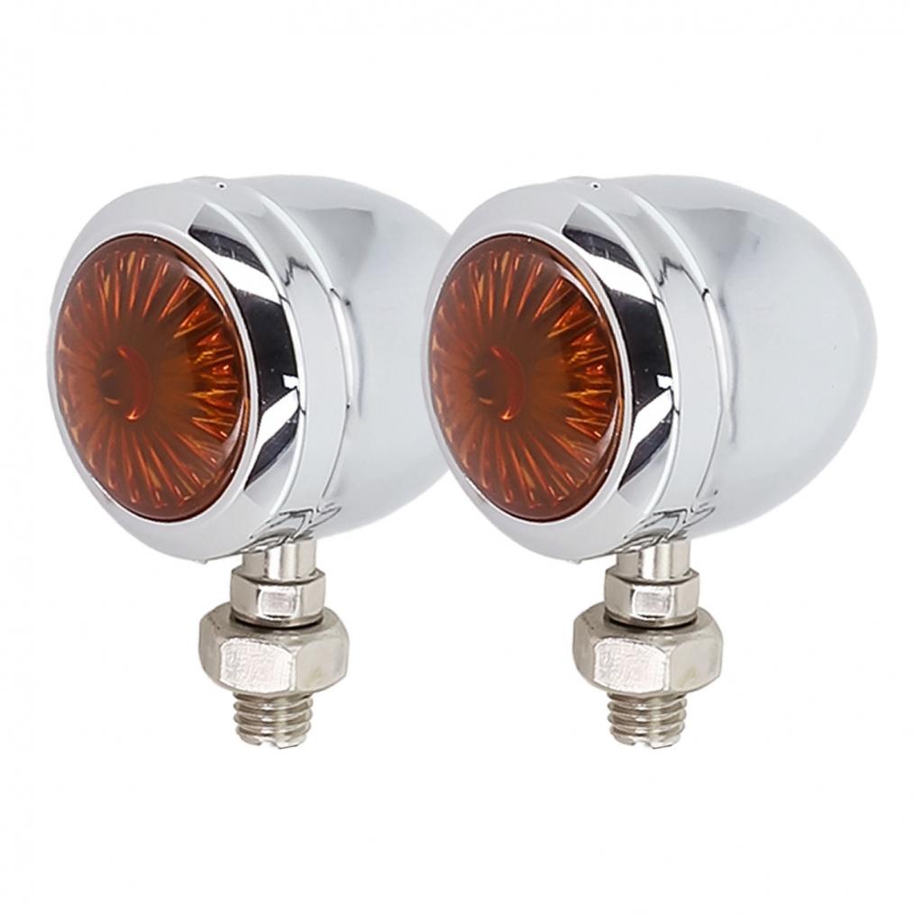 2 szt. Chromowane Bursztynowe Motocyklowe Światło Kierunkowskazu Dla motocykla