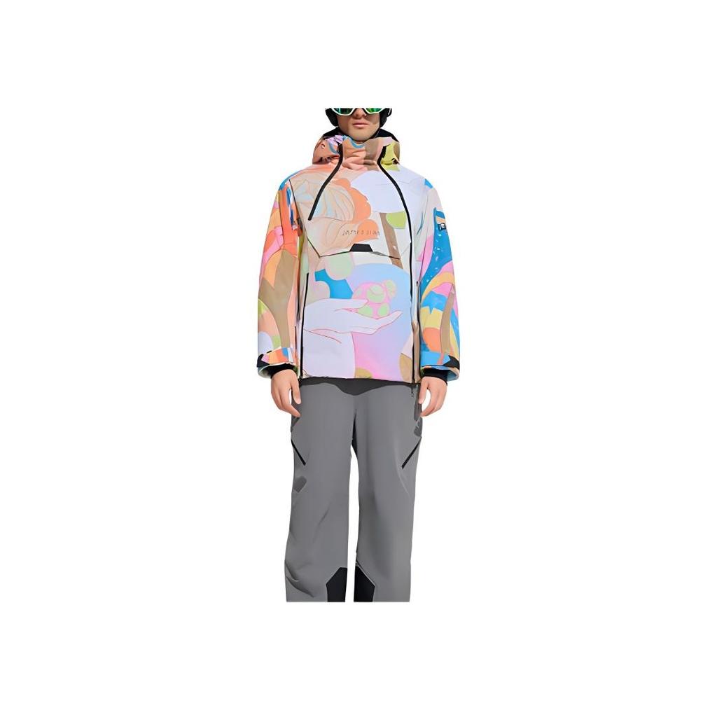 FILA X James Jean Collaboration Hooded Fashion Warm Printed Long Sleeve Winter Ski Jacket Unisex Jacket A11U446903F-ZA
