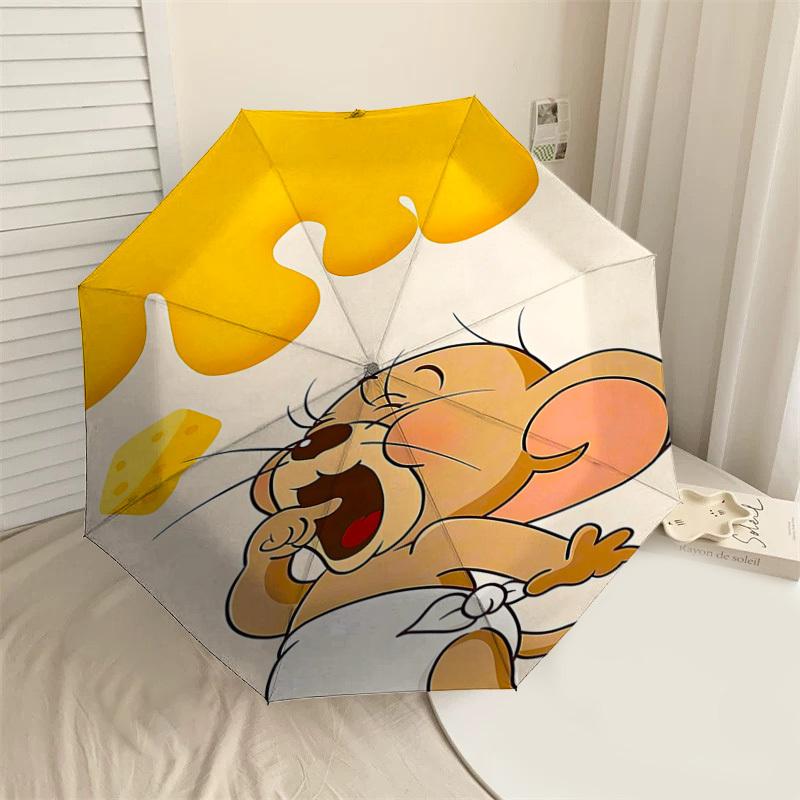 

1pc mouse cheese Folding umbrella automatic open/close, 8-Rib Durable Frame, Compact Folding Design, Ideal Birthday1107L