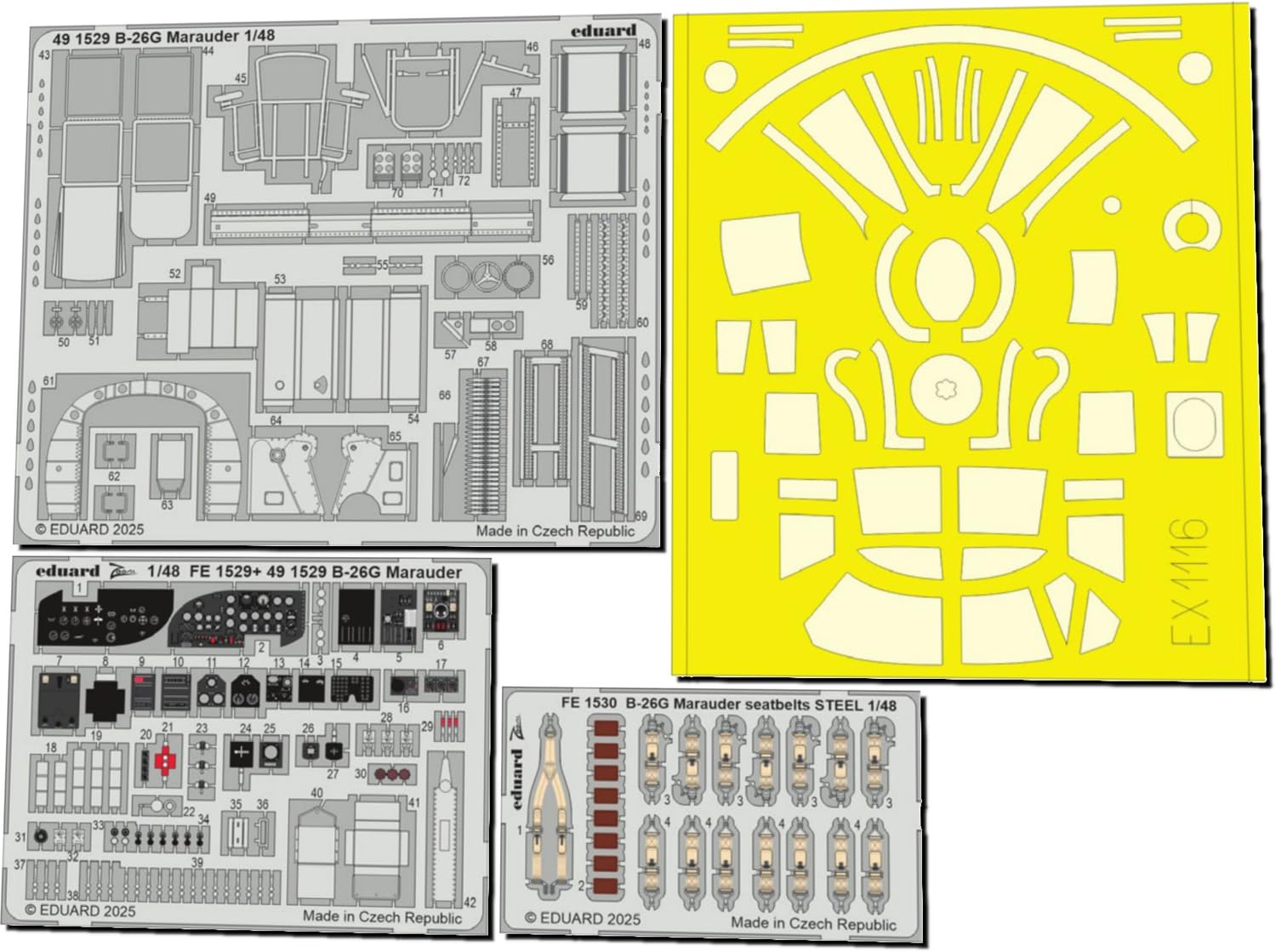 

Eduard 1/48 Big Ed B-26G Marauder Part I Parts Set (for ICM) Plastic Model Kit Parts EDUBIG49456 (Airplane)