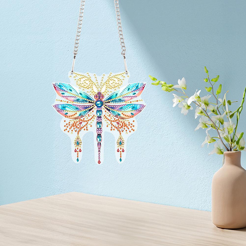Acrylic Crystal Hanging Home Wall Decor Round+Special Shape Single-Sided Butterfly Dragonfly Tree Parrot for Garden Window Decor