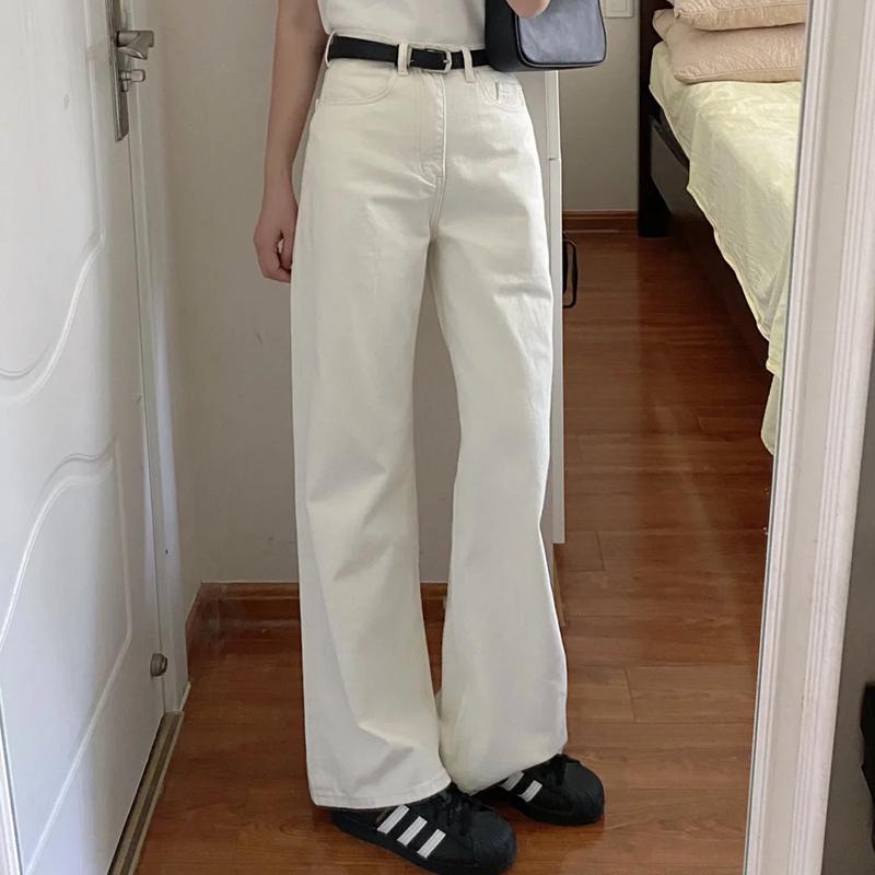 

Women s White High Waist Slimming Straight Leg Jeans - Spring/Autumn 2025 Petite Style L