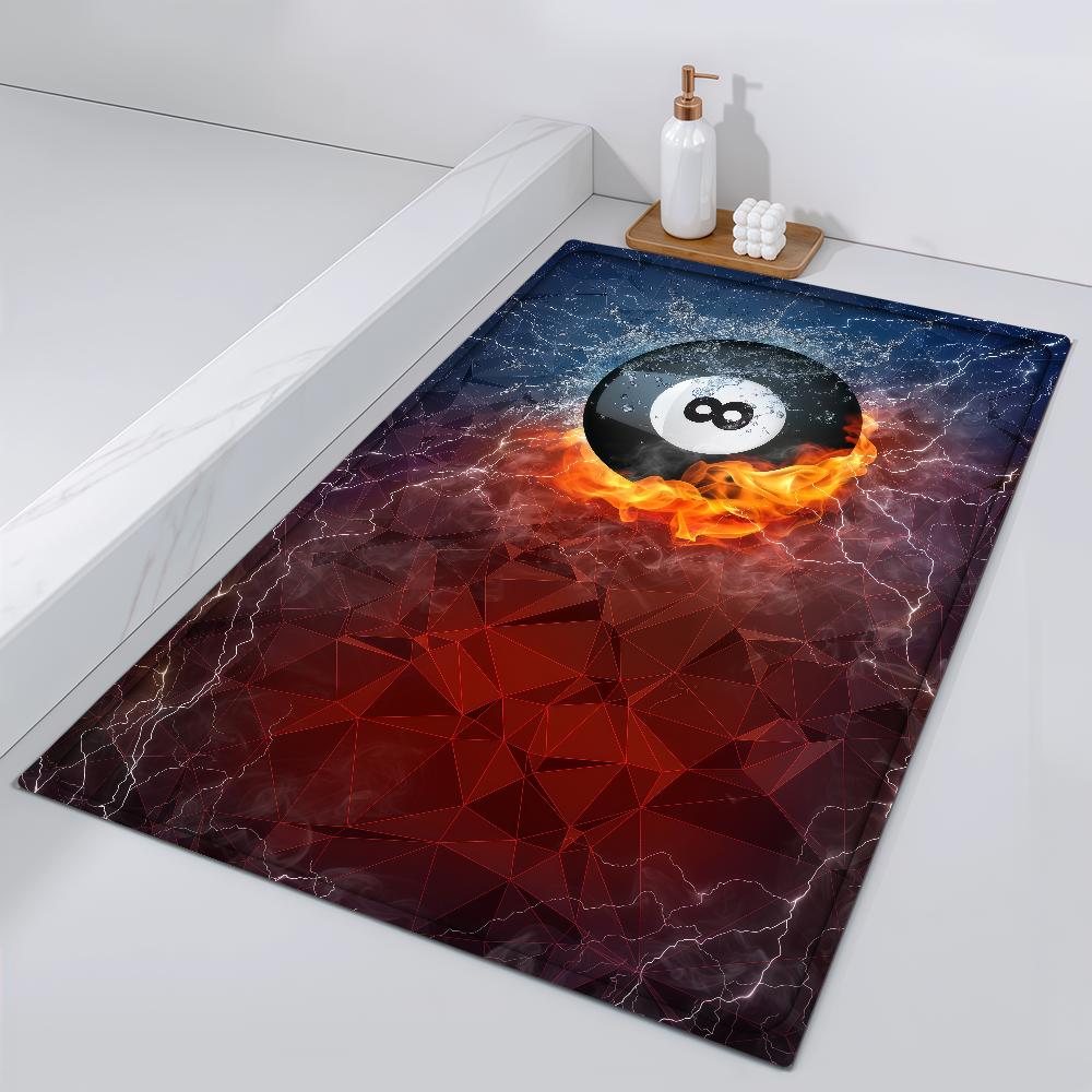 

Black Billiards Door Mat Ball No Bedside Entrance Bath Floor Decoration Corridor Door 8 Mat Carpet Game Living Room Balcony FLR40x60CM