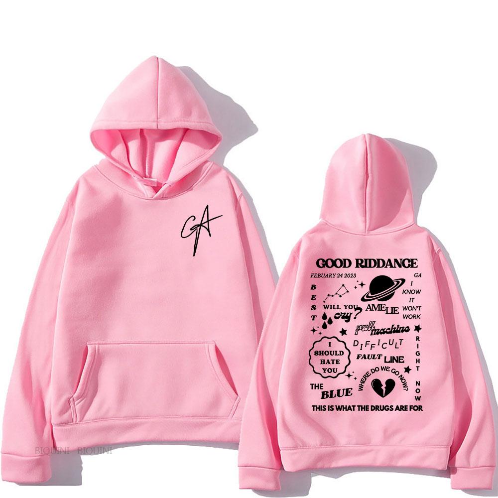

GA Gracie Abrams Singer Printing Hoodies Good Riddance Графічні світшоти з кишенею з довгим рукавом для чоловіків/жінок Sudaderas для чоловіків XL рожевий