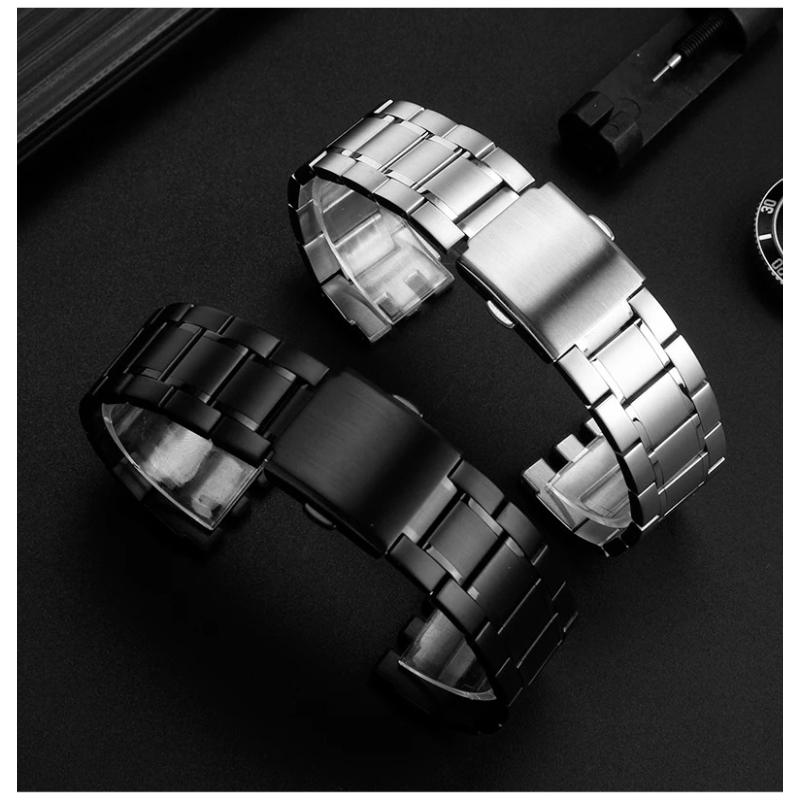19mm 21mm Para Swatch pulsera de metal de núcleo sólido cadena de reloj cóncava convexa YVS400 451 YVB404 hombres de hierro mujeres banda de reloj de acero