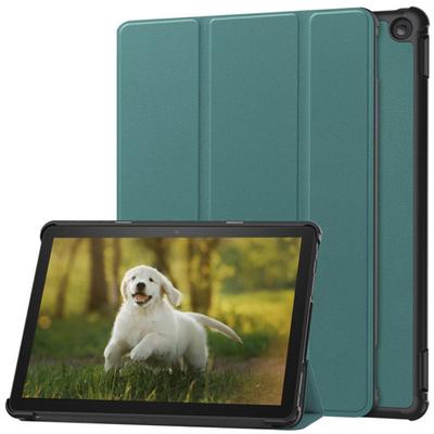 Tablet-Schutzhülle für Fire-HD 10, faltbar, schmal, einfarbig, stoßfest, Kunstleder, vollständige Abdeckung, ruhendes Tablet, dreifach faltbare Standabdeckung