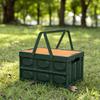 Folding Storage Box with Wood-Look Tabletop Compact Portable