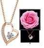 [Laluna] Popular Women's Necklace, 45cm Chain, Pink Gold Accessory, Sterling Silver 925, Open Heart Design, Simple and Cute, Hypoallergenic Necklace,