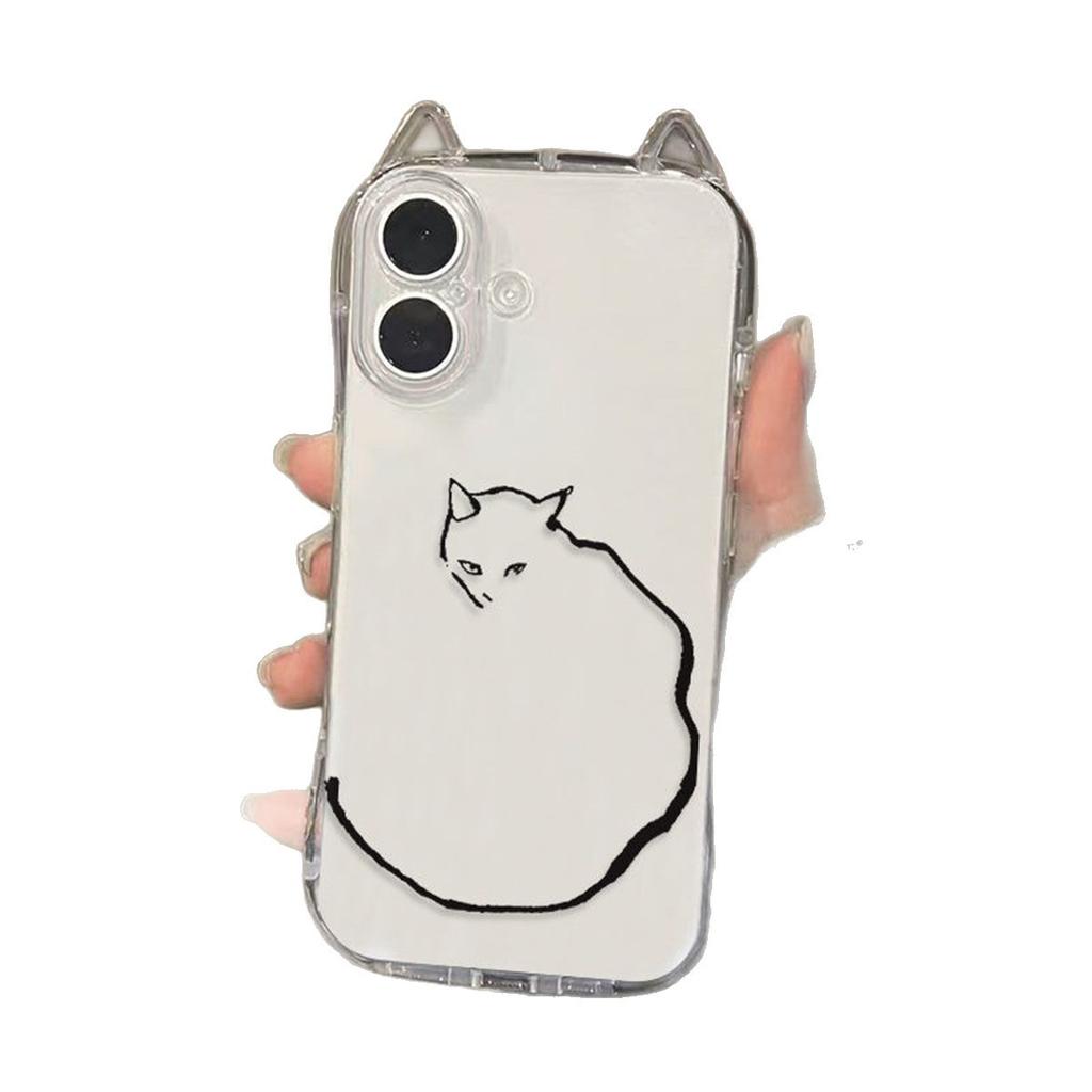 Cat Ears Transparent Mobile Phone Case Huaqiangbei Mobile Phone Case Summer Air Bag Anti-fall Mobile Phone Case Simple and High-end Sense for Girls