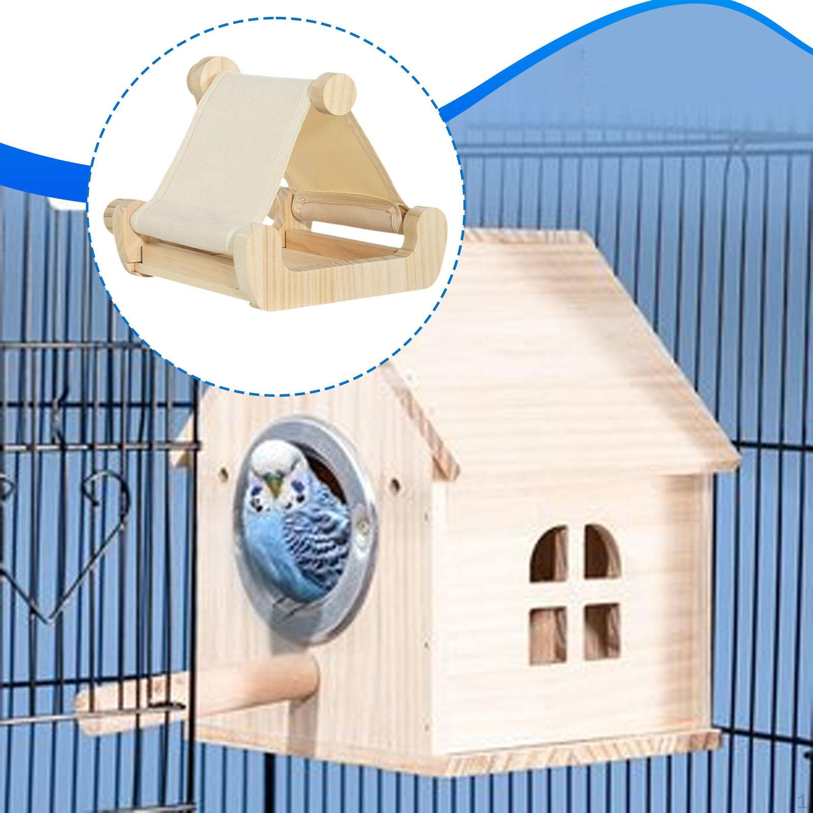 

Wooden Cage Bird Bed Parrot Sleeping Hammock, Sturdy, Easy to Install Cockatiel Nest Perch with