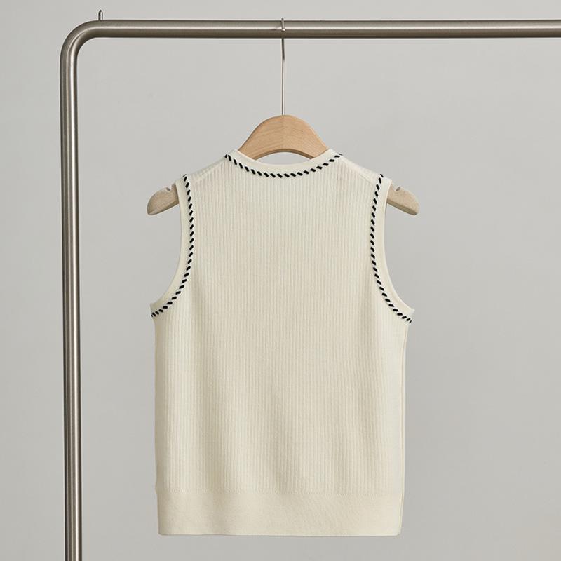 Women's 100% Merino Wool Knit Vest - Solid Color, Round Neck, Elegant & Casual Fit