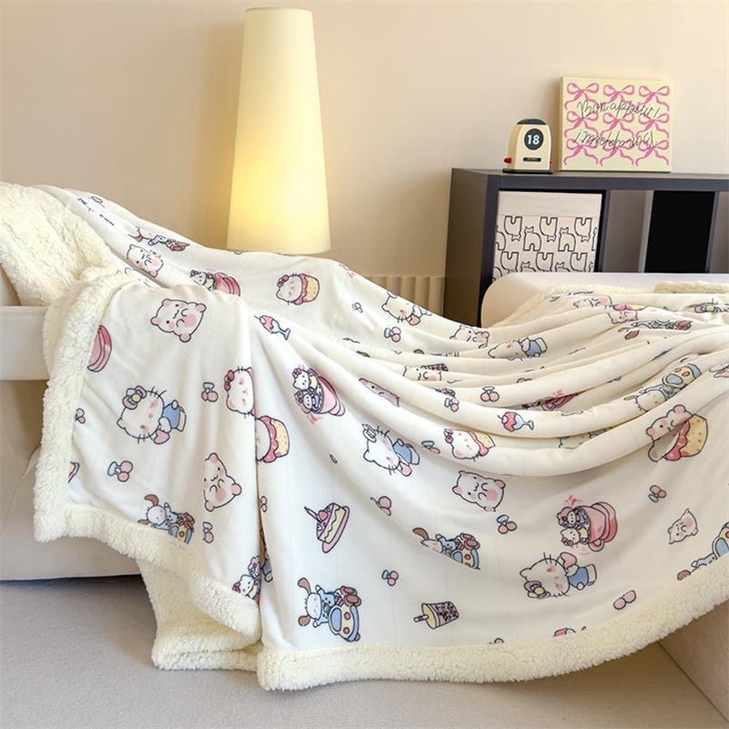 Thicken Warm Cartoon Blanket Comfortable and Skin-friendly Throw Blankets Velvet Bed Cover Cute Bedspreads for Bed Sofa Couch