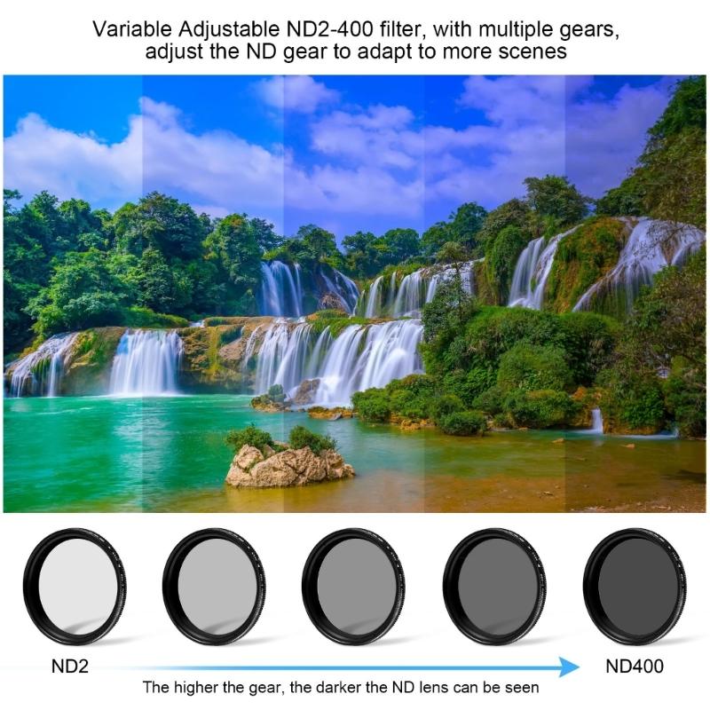 Kameraobjektivfilter 52mm ND2-ND400 Verstellbarer Filter für 12/11 Inklusive Adapter Und Schutzhülle