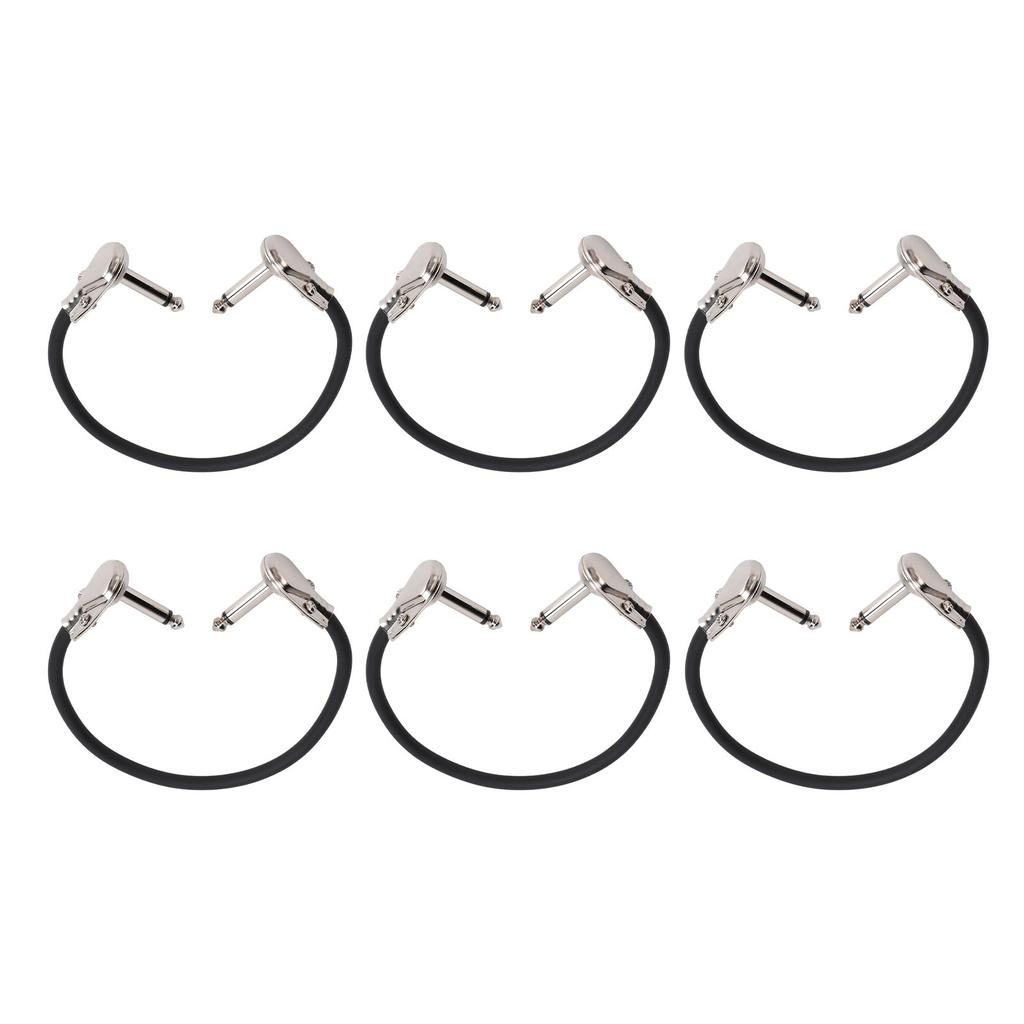 6Pcs Electric Guitar Effect Cable 1 4in Right Angled Guitar Pedal Cord Patch Cable 30cm Flat Head Silver