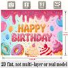Party Backdrop Flat Donuts Cupcakes Balloons Sprinkles Pattern Event Photo Background Birthday Party Decor