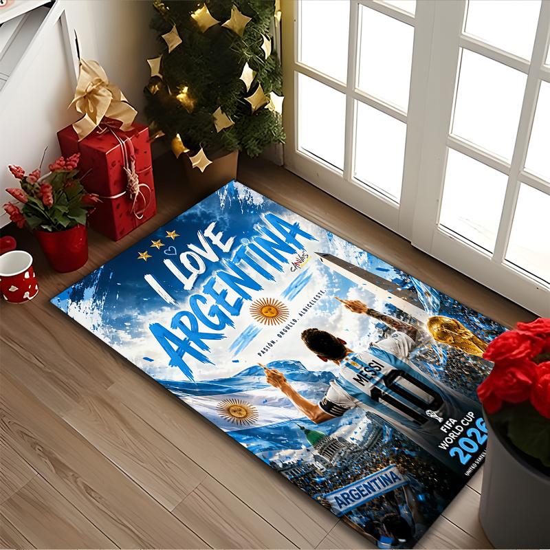 1pc Football Star Messi Printed Chair Rug for Home Office Use, Living Room Kitchen Game Room Area Carpet