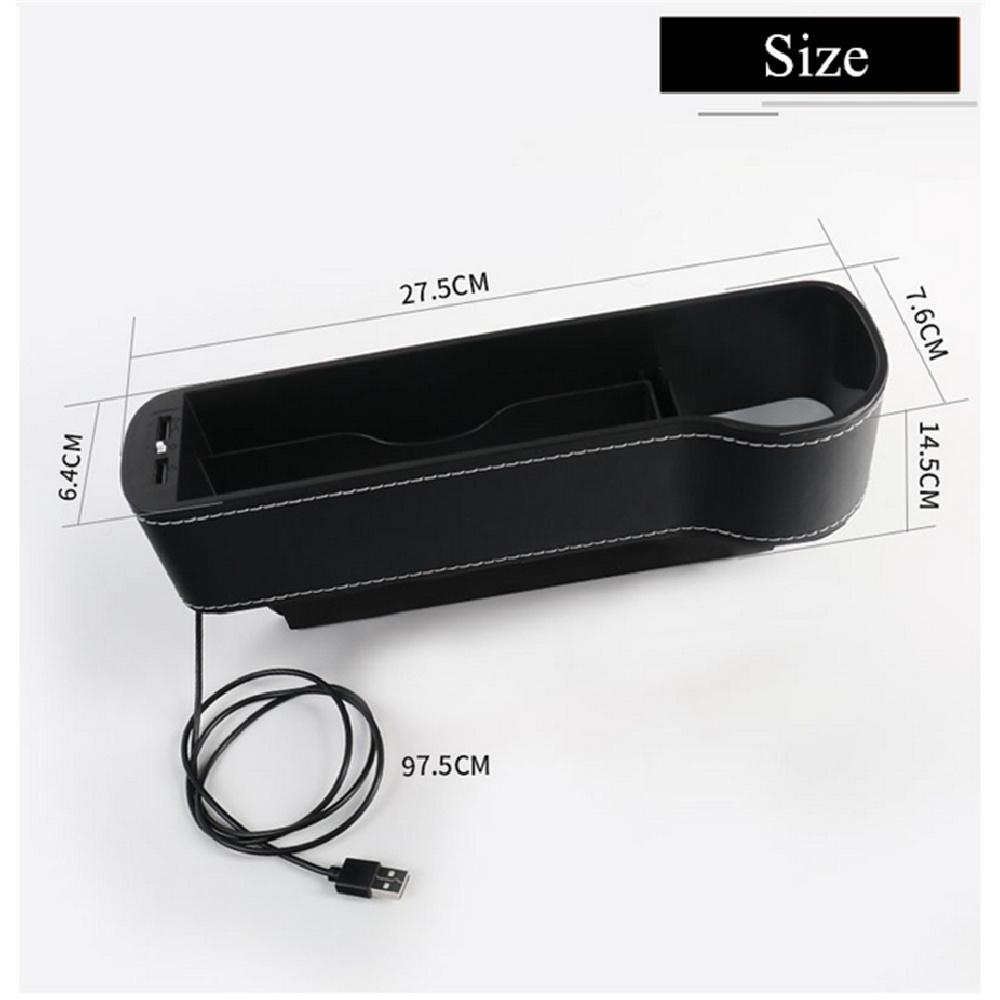 Pair 7Colors Led Atmosphere Light Car Seat Crevice Storage Box Usb Charging Port