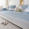 New Summer Cool Cover Fixed Non-Slip Straight Row Seat Cushion Cloth Solid Color Simple Modern Ice Silk Sofa Cushion