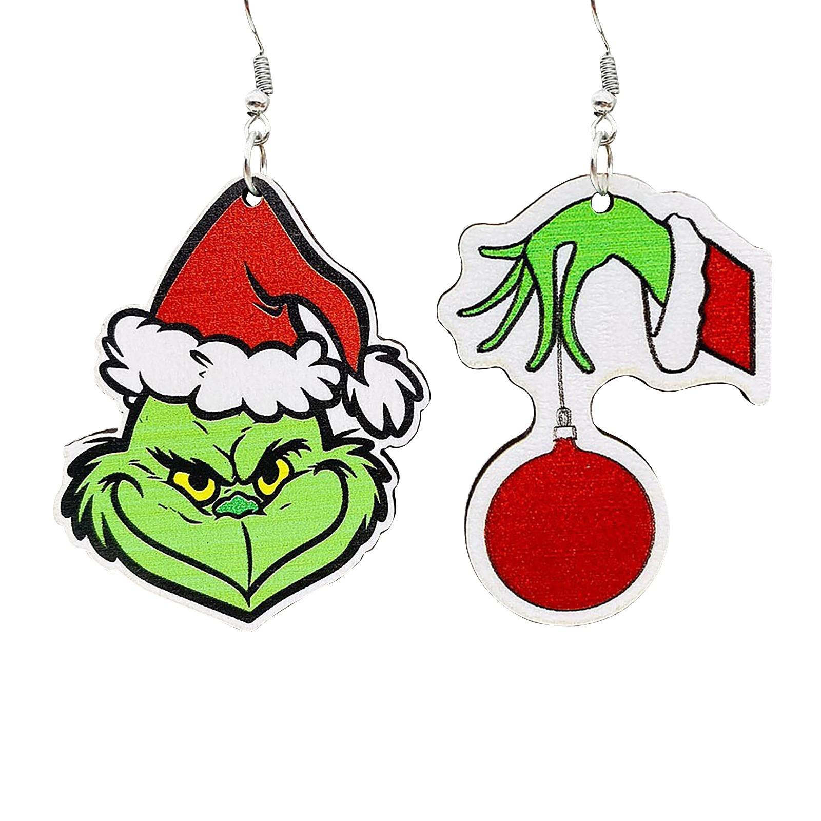 

Рождественские деревянные серьги Зеленые волосы Рождественский подарок Висячие деревянные серьги Серьги One Size