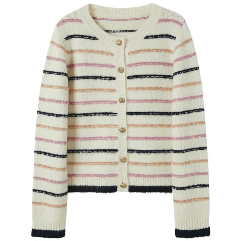 SanCai Women's Striped Retro Knit Cardigan