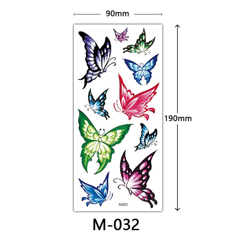 Waterproof Three-Dimensional Color Print Tattoo Sticker, Butterfly Flower Animal Tattoo