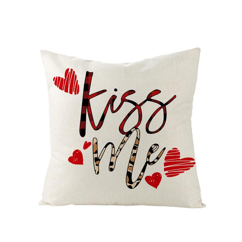 Plaid Valentine's Day Pillow Cover Polyester Printed Love Sofa Cushion Cover Nordic Bedroom Sofa Cushion