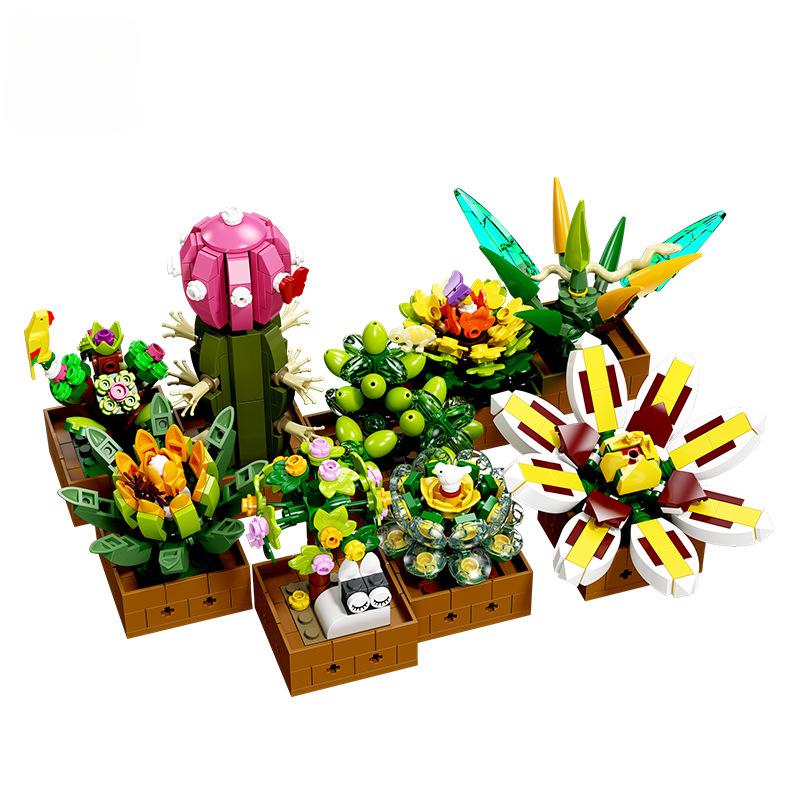 New children s toy assembly DIY simulation building blocks flower bouquet creative home decoration