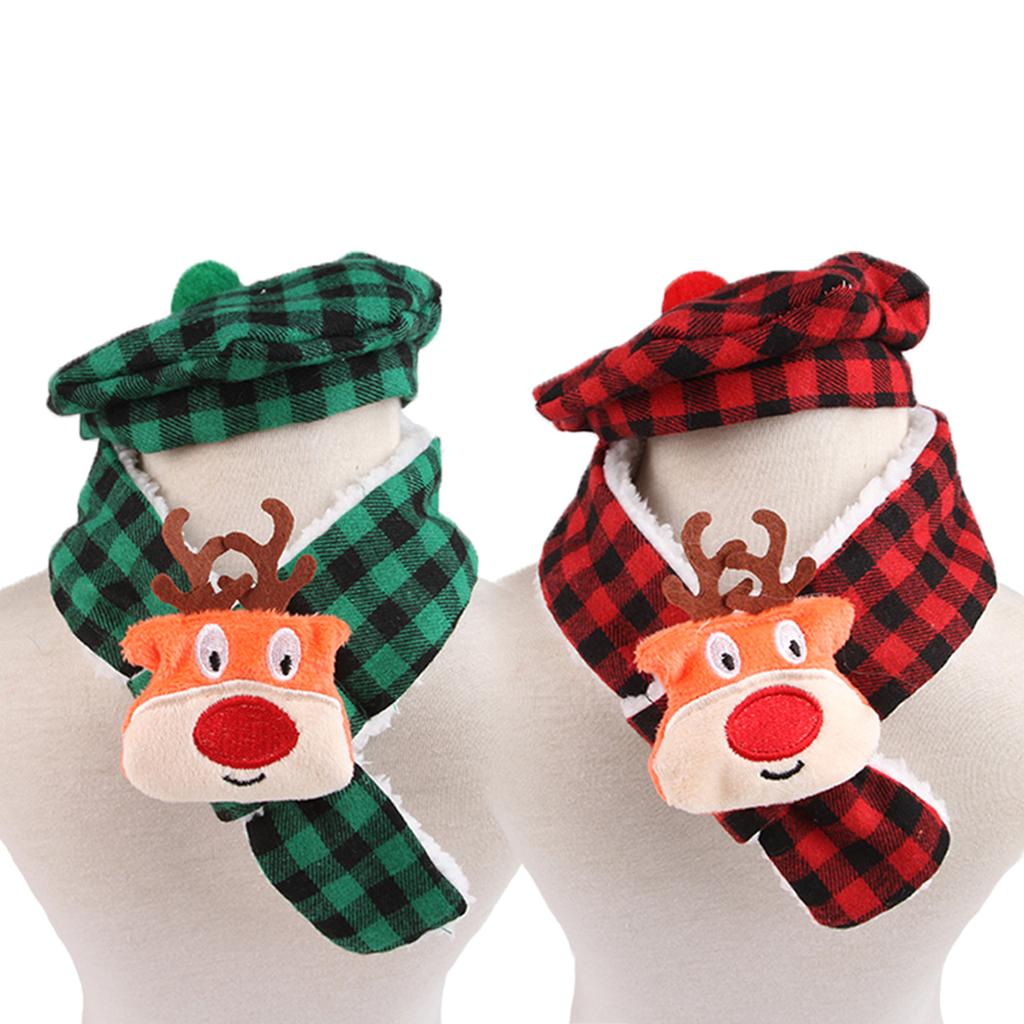 Christmas Pet Costume Dog Cats Christmas Reindeer Hat Headwear Pet Birthday Supply Dog Hat Paids Scarf