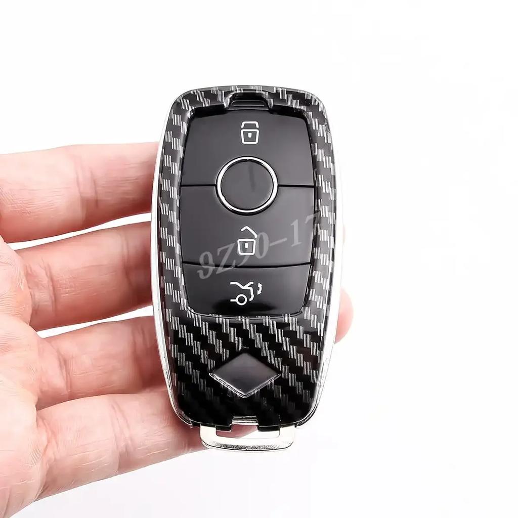 Carbon Fiber Car Key Fob Case Cover Keychain For Mercedes Benz Gla Glb Glc Gle Gls Cla Cls Eqa Eqb Eqc W177 W247 W205 W213 S213