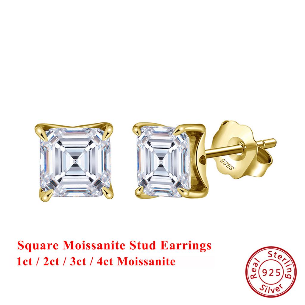 Effie Queen 100% 925 Sterling Silber 1/2/3 Karat Oval Geformte Moissanit Diamant Steckerohrringe Hochzeitsparty Ideales Schmuckgeschenk MOE02