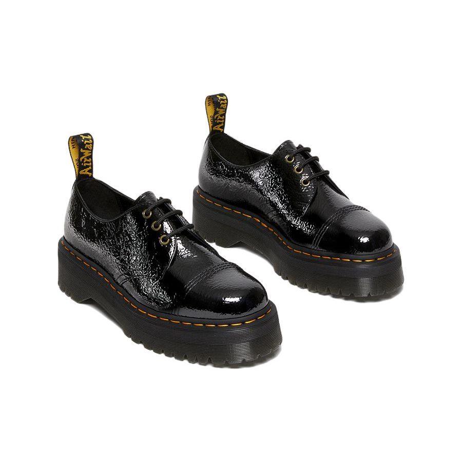Dr. Martens 1461 Distressed Patent Leather Platform Shoes 'Black' Women's 27716001