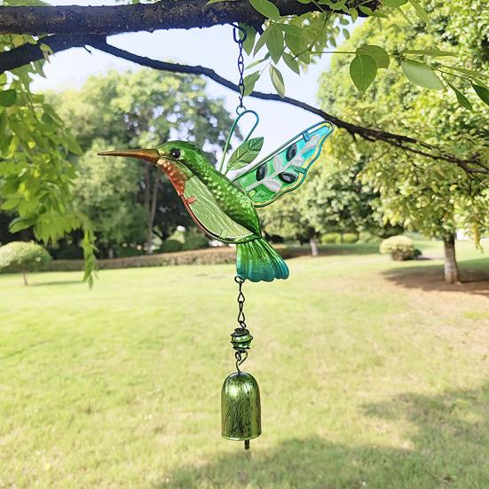 Wind Chimes for Outside Stained Glass Hummingbird/Dragonfly Wind Bell Hanging Ornament for Garden Patio Balcony Yard Window Decor Gifts for Women Mom