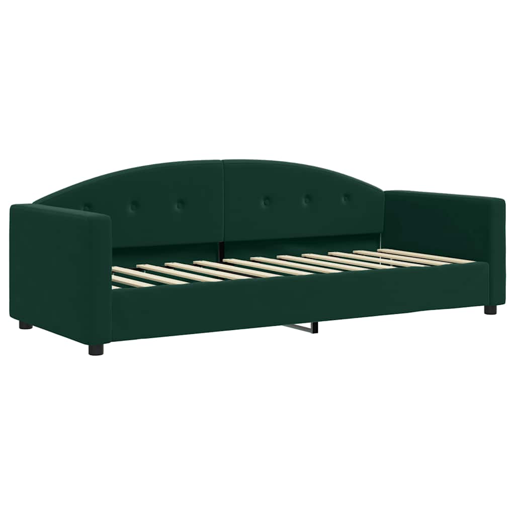 Pull Out Daybed with Drawers Dark Green 80x200 Cm Velvet
