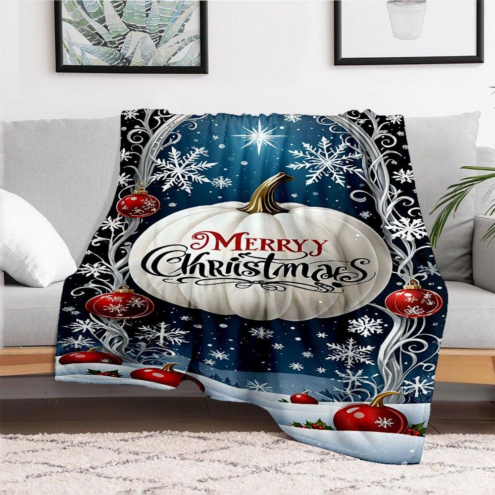 "Merry Christmas Winter Wonderland Frame"Blanket Flannel Throw Blanket for Sofa, Bed, Travel, Camping, Office