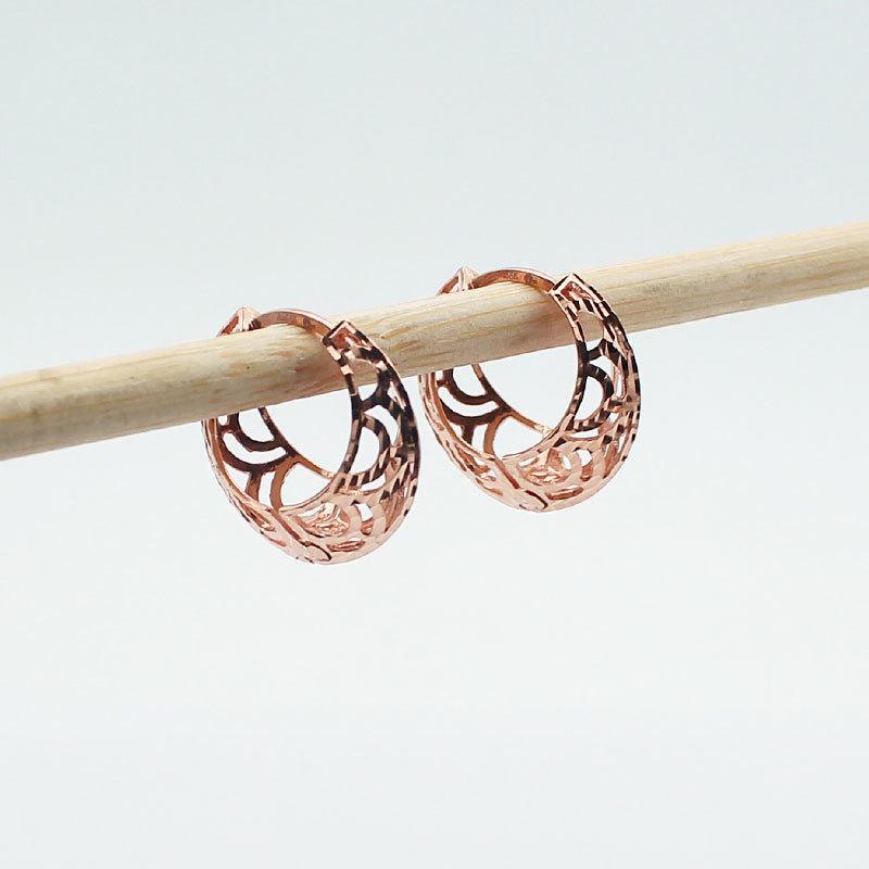 Starfuo 585 Russian Purple Gold Filigree Hoop Earrings for Women - Simple, Elegant, and Rose Gold Plated.