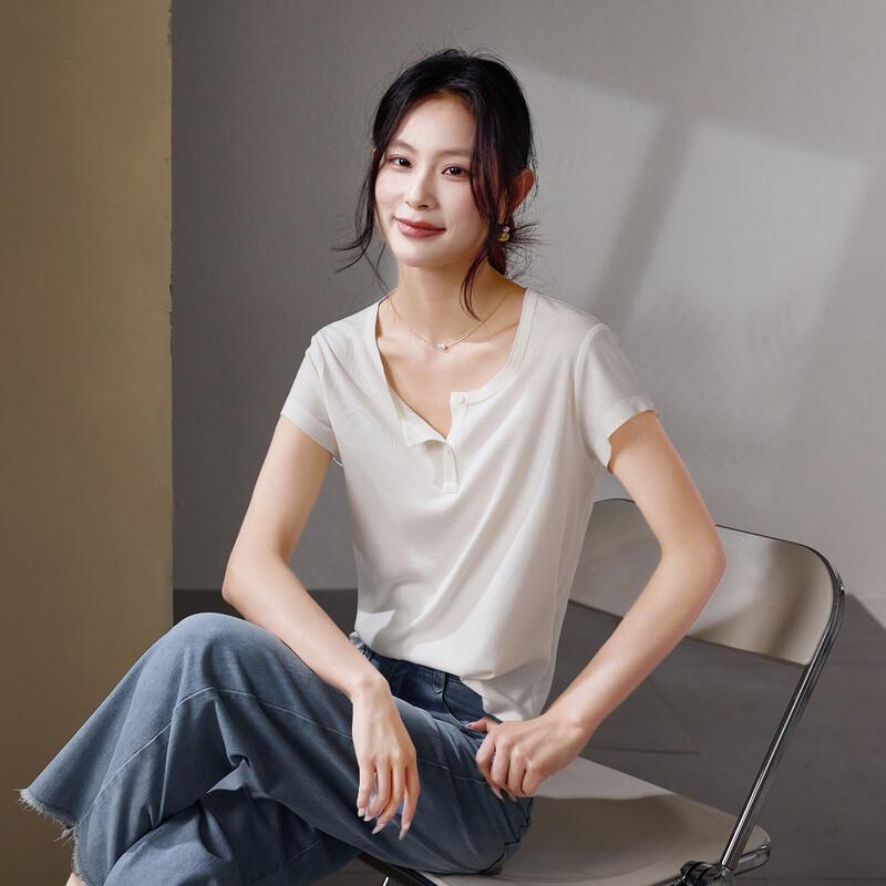 SOFSIL Women s Summer Round Neck Short Sleeve T-Shirt M