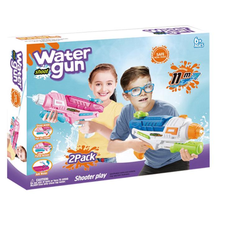 Kids  Water Gun Raft with Sprayer - Outdoor Summer Toy QS811-142 Tri-Nozzle Pull-and-Push Water Gun