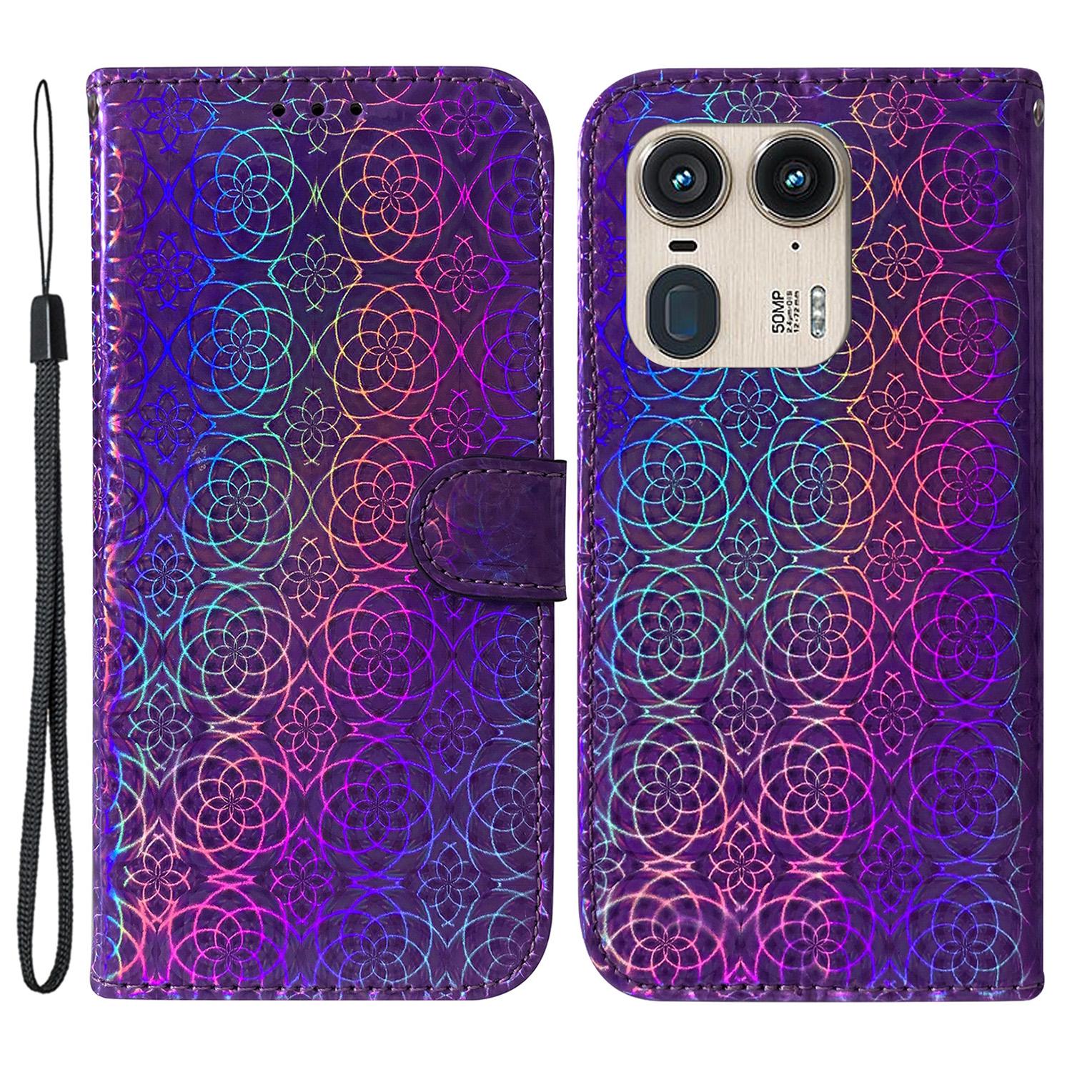 

For Motorola Edge 50 Ultra 5G/Moto X50 Ultra 5G Dazzling Flower Phone Case PU Leather Phone Cover C