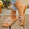 [Elegante flache Strass-Slipper] Elegante flache Strass-Slipper | Schlangen-Design Sommer Damen Böhmisch