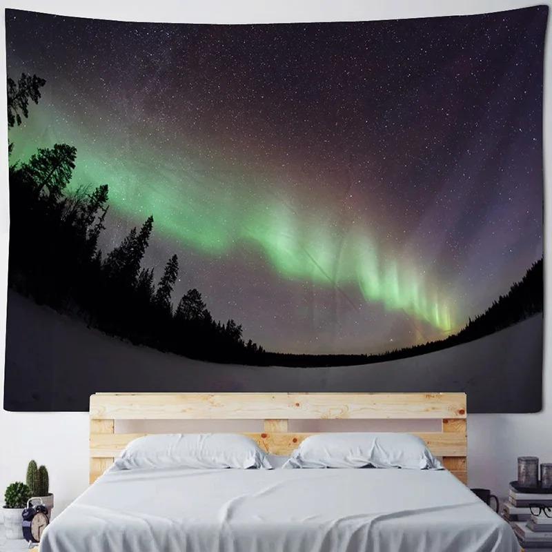 Home Room Art Background Decoration Starry Forest Tapestry Moonlight Night Psychedelic Bohemian Decorative Wall Hanging