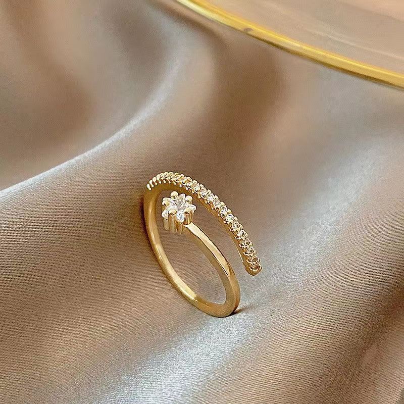 ins тренд Япония и Южная Корея новое кольцо с открытым дизайном и микро-вставками бриллиантов простой темперамент мода