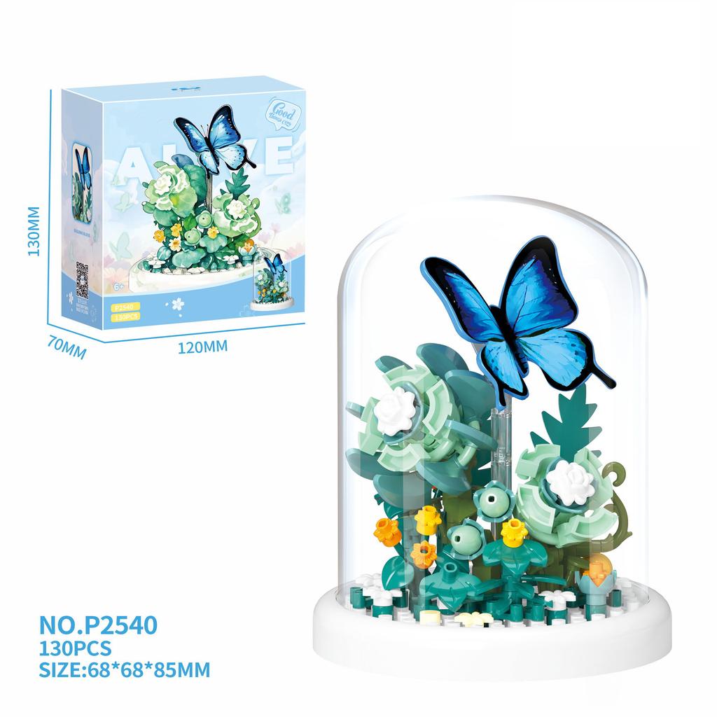 Insect Specimen Nanobrick Flower Butterfly Micro Diamond Block Model Construction Brick Educational Toys Display Stand For Gifts