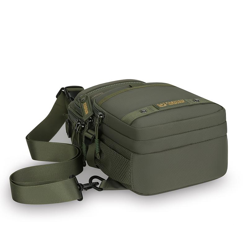 Casual Multi Pockets Men Chest Bag Shoulder Bag Multifunction Sports Message Bag Solid Color Cloth Crossbody Bag Travel