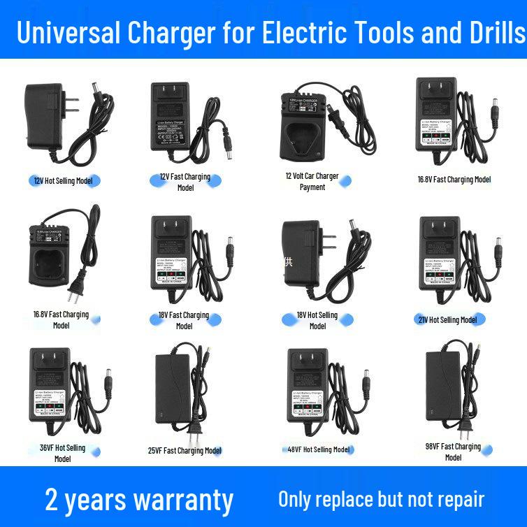 12V-98V Handheld Electric Drill & Wrench with Lithium Battery Charger